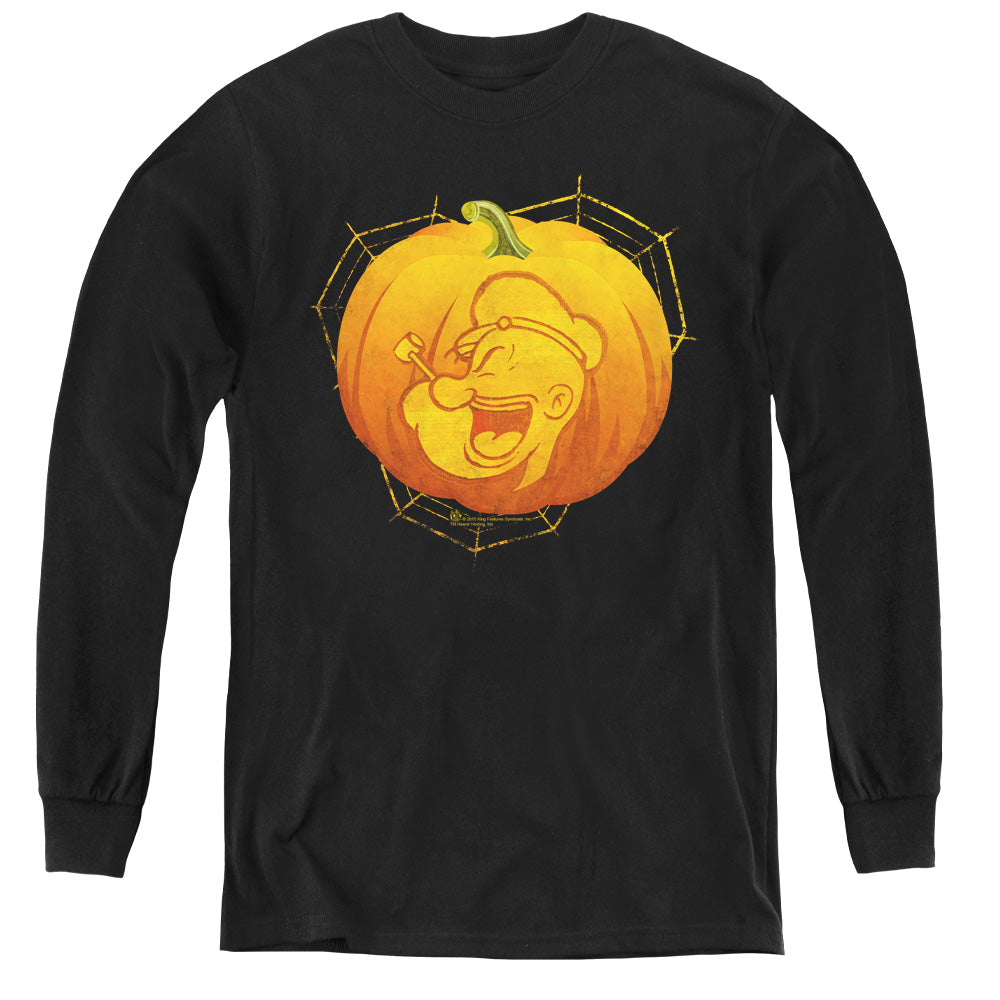 Popeye Pop O Lantern Long Sleeve Kids Youth T Shirt Black