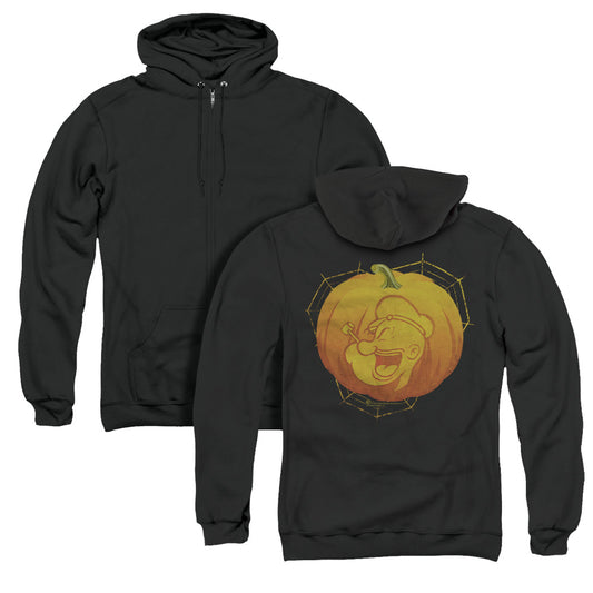 Popeye Pop O Lantern Back Print Zipper Mens Hoodie Black