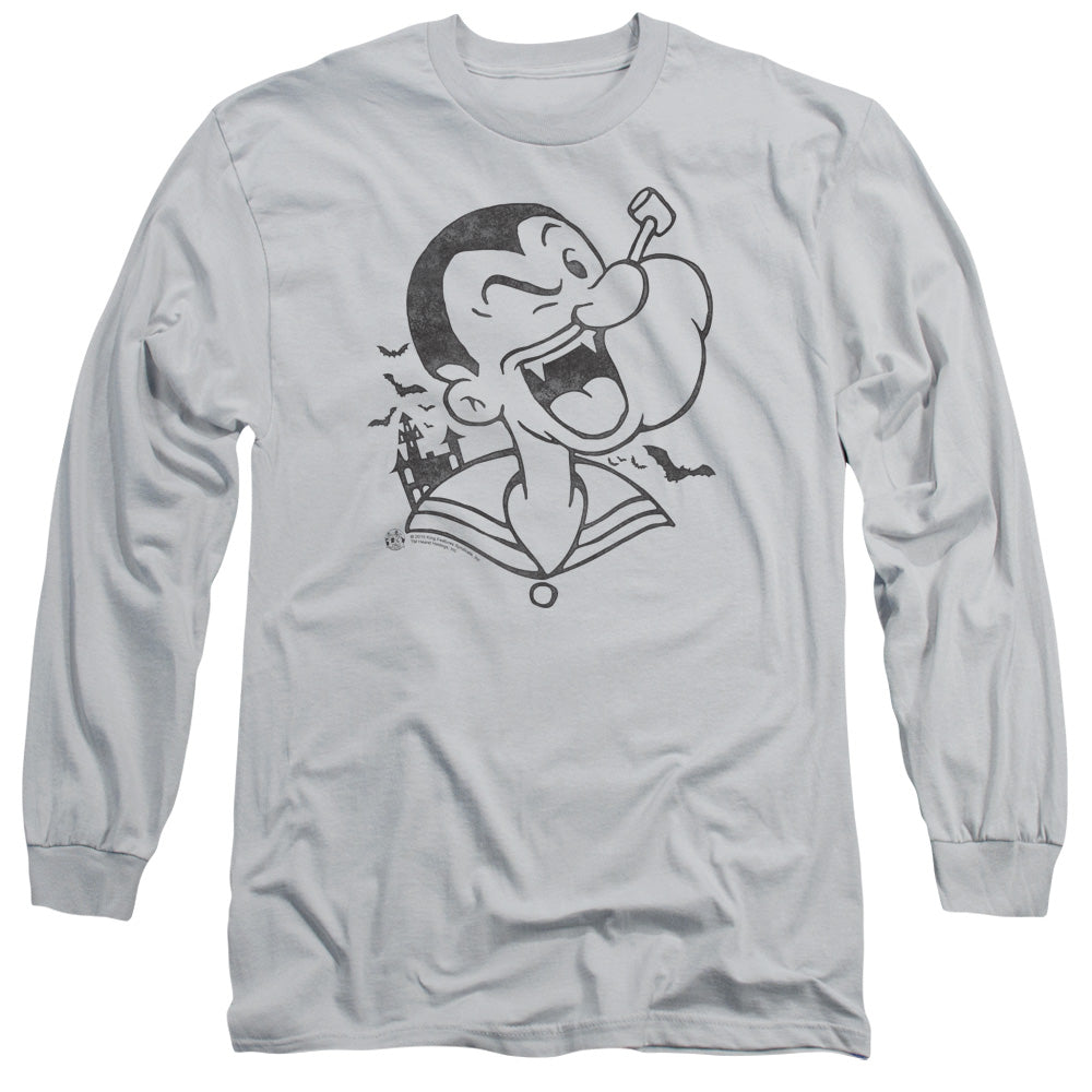 Popeye Vamp Pop Mens Long Sleeve Shirt Silver