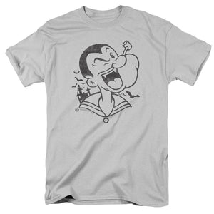 Popeye Vamp Pop Mens T Shirt Silver