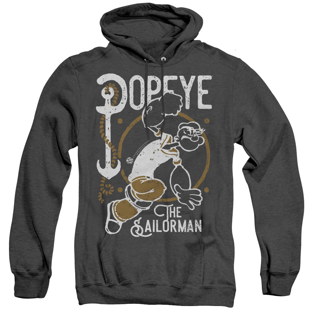 Popeye Vintage Sailor Heather Mens Hoodie Black