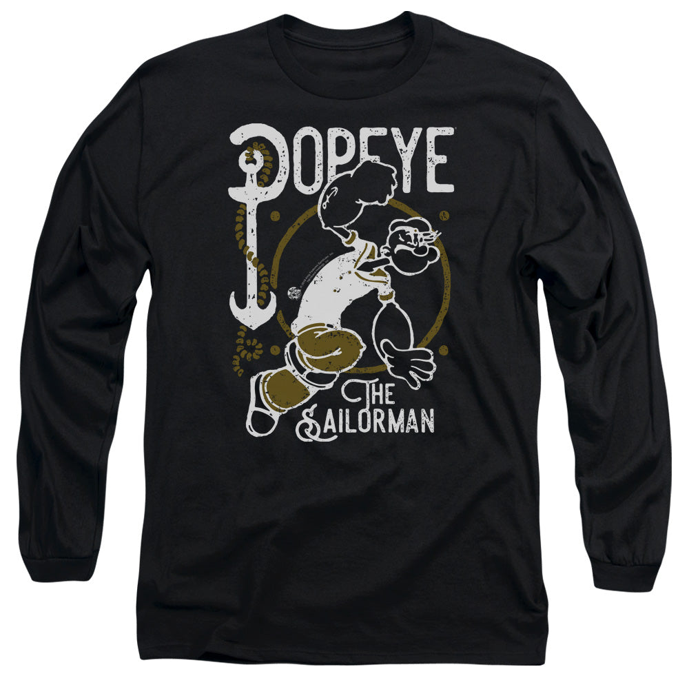 Popeye Vintage Sailor Mens Long Sleeve Shirt Black