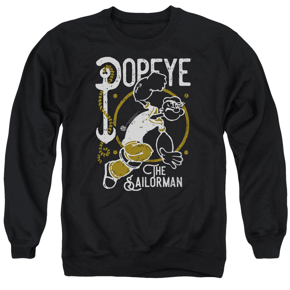 Popeye Vintage Sailor Mens Crewneck Sweatshirt Black