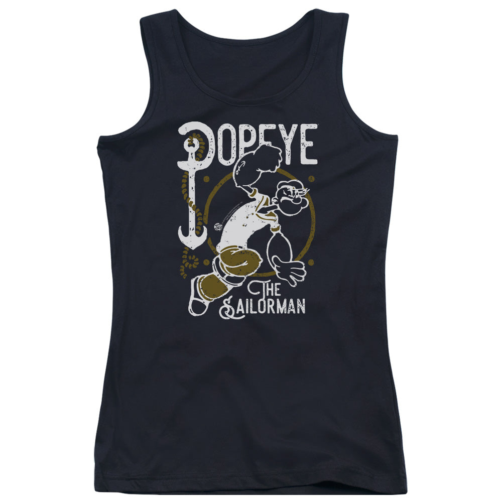 Popeye Vintage Sailor Womens Tank Top Shirt Black