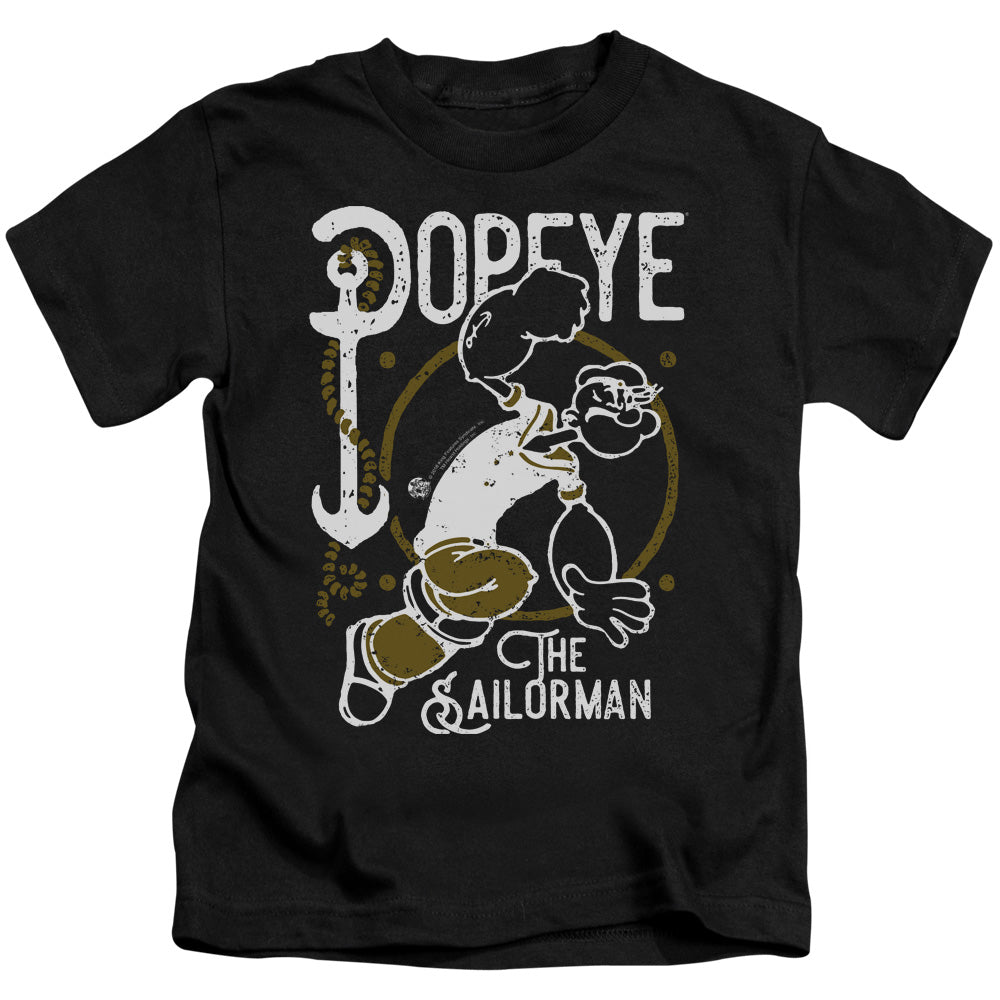 Popeye Vintage Sailor Juvenile Kids Youth T Shirt Black