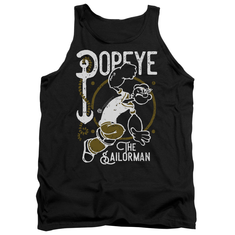 Popeye Vintage Sailor Mens Tank Top Shirt Black