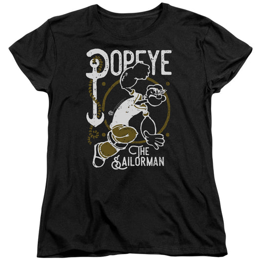 Popeye Vintage Sailor Womens T Shirt Black