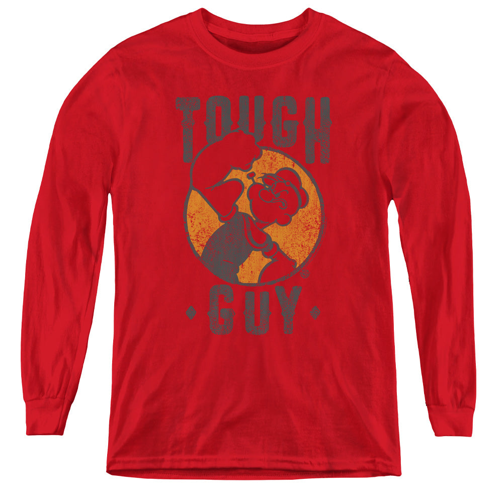 Popeye Tough Guy Long Sleeve Kids Youth T Shirt Red