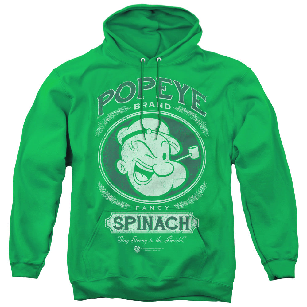 Popeye Fancy Spinach Mens Hoodie Kelly Green