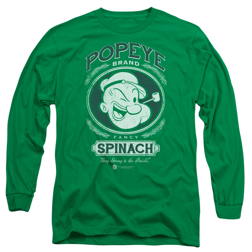 Popeye Fancy Spinach Mens Long Sleeve Shirt Kelly Green