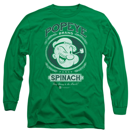 Popeye Fancy Spinach Mens Long Sleeve Shirt Kelly Green