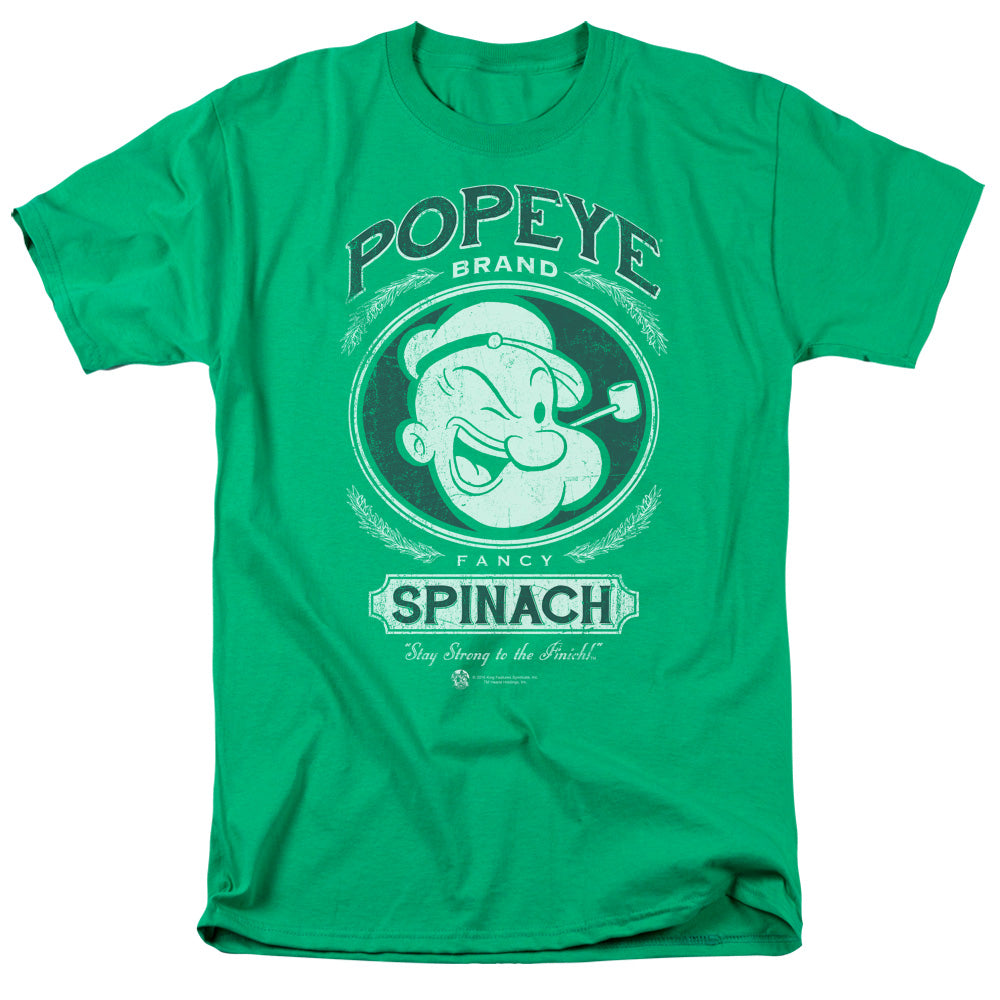 Popeye Fancy Spinach Mens T Shirt Kelly Green