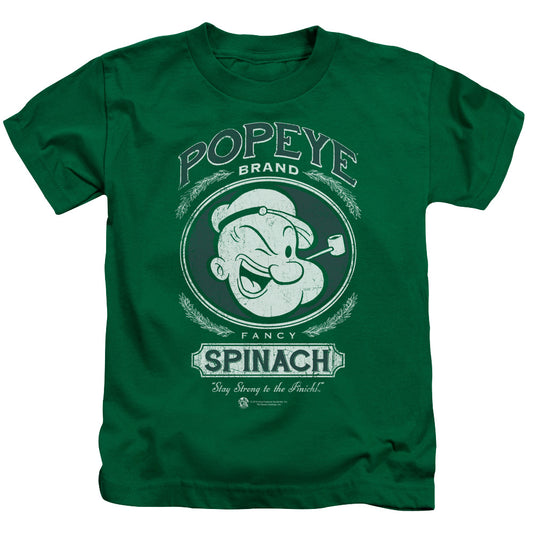 Popeye Fancy Spinach Juvenile Kids Youth T Shirt Kelly Green