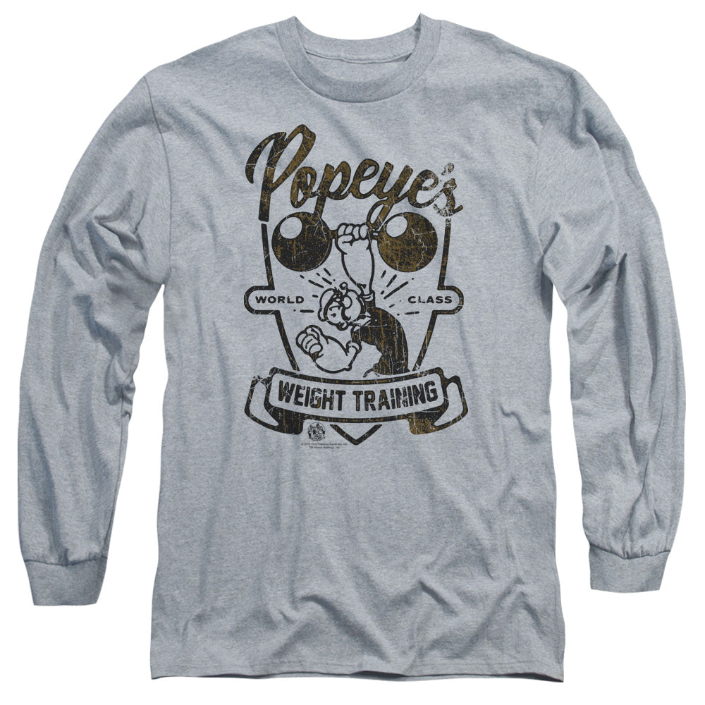 Popeye Weight Training Mens Long Sleeve Shirt Athletic Heather