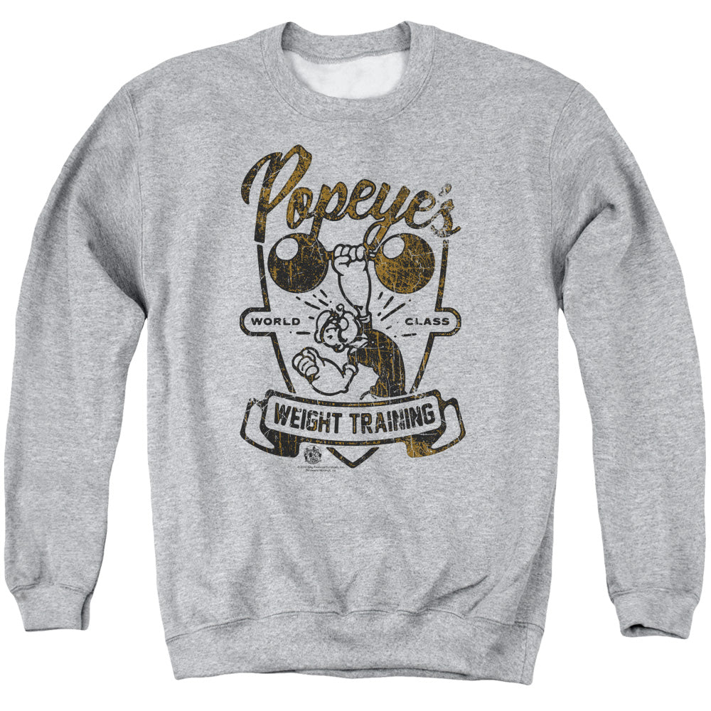 Popeye Weight Training Mens Crewneck Sweatshirt Athletic Heather