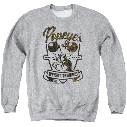 Popeye Weight Training Mens Crewneck Sweatshirt Athletic Heather