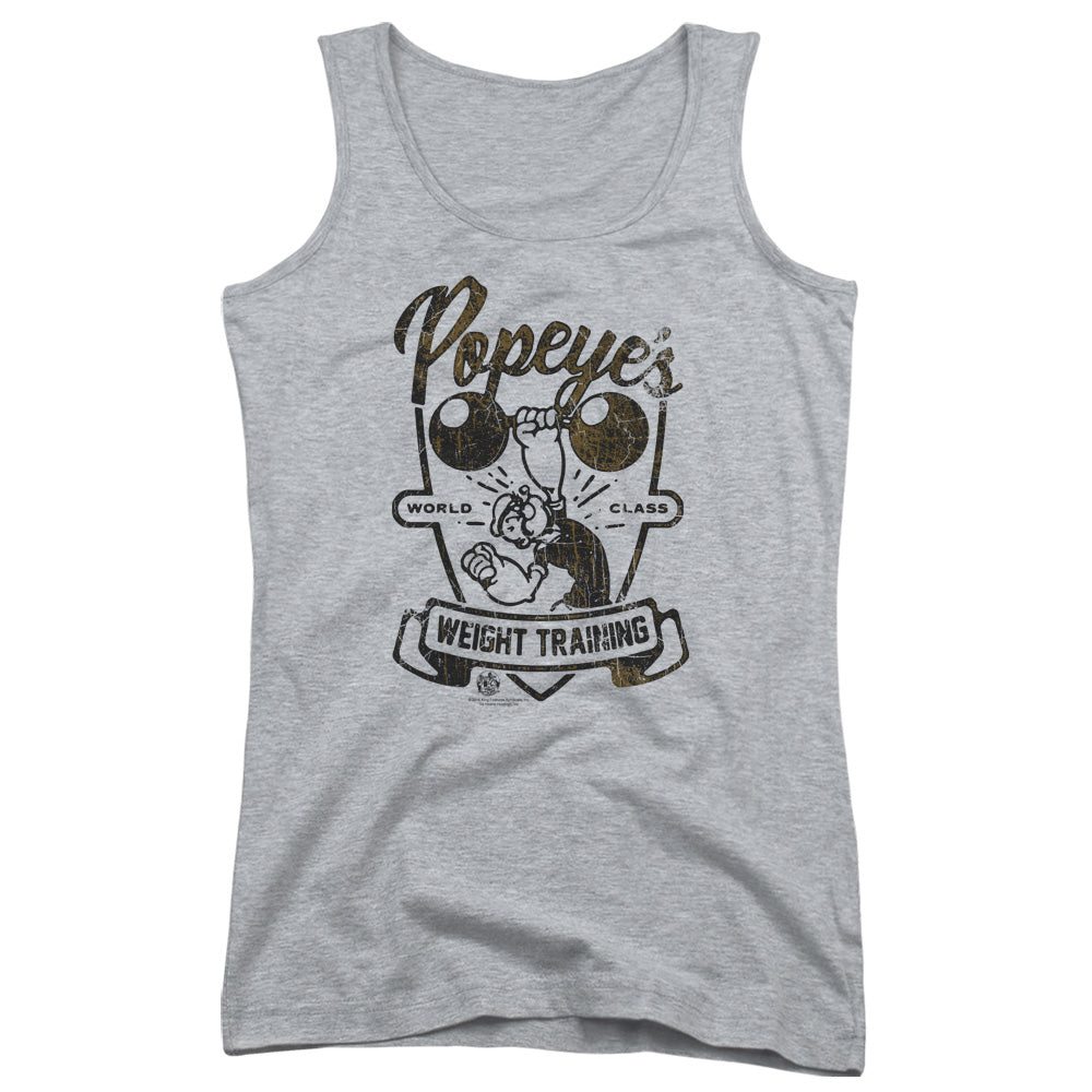 Popeye Weight Training Womens Tank Top Shirt Athletic Heather