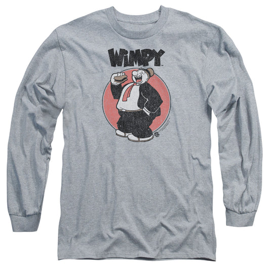 Popeye Wimpy Mens Long Sleeve Shirt Athletic Heather