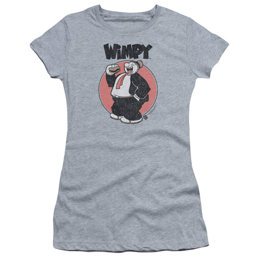 Popeye Wimpy Junior Sheer Cap Sleeve Womens T Shirt Athletic Heather