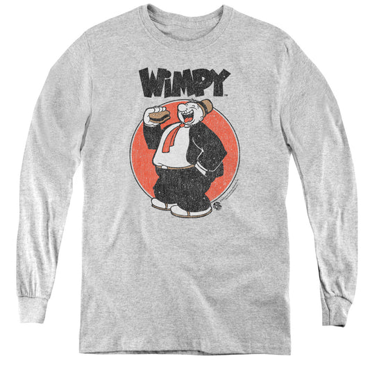 Popeye Wimpy Long Sleeve Kids Youth T Shirt Athletic Heather