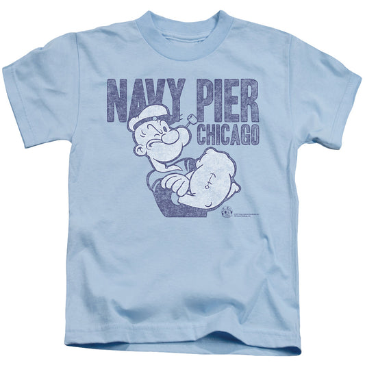 Popeye Navy Pier Juvenile Kids Youth T Shirt Light Blue