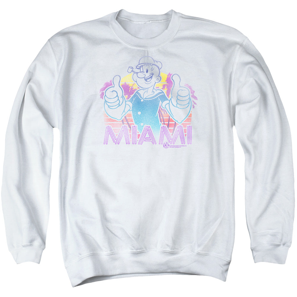 Popeye Miami Mens Crewneck Sweatshirt White