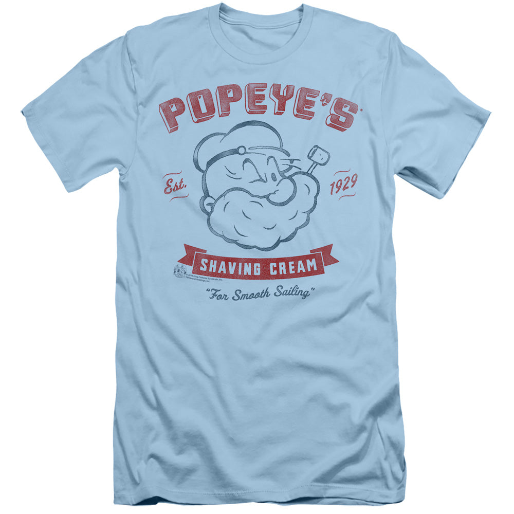 Popeye Popeyes Shaving Cream Slim Fit Mens T Shirt Light Blue