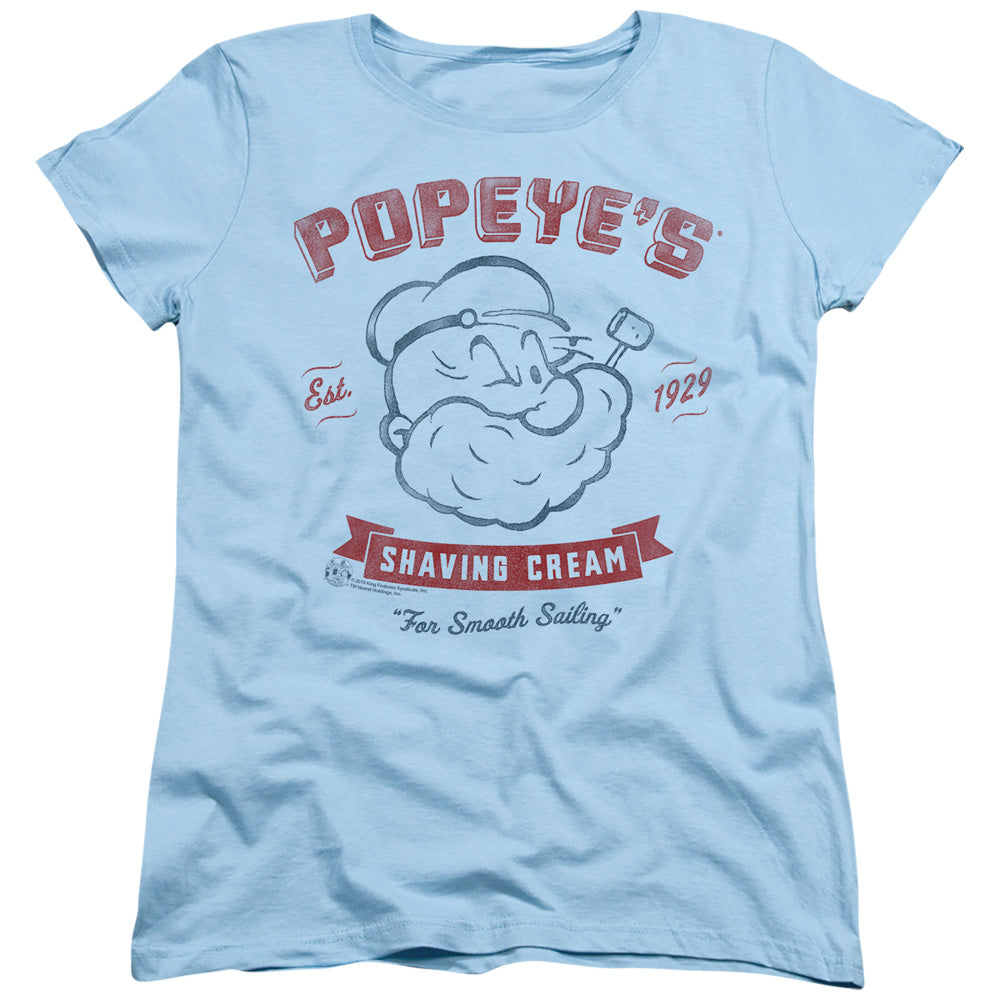 Popeye Popeyes Shaving Cream Womens T Shirt Light Blue