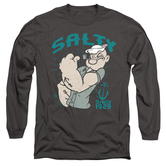 Popeye Salty Since Mens Long Sleeve Shirt Charcoal