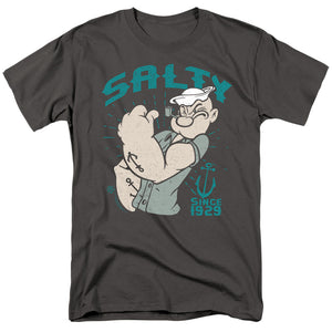 Popeye Salty Since Mens T Shirt Charcoal