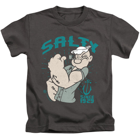 Popeye Salty Since Juvenile Kids Youth T Shirt Charcoal