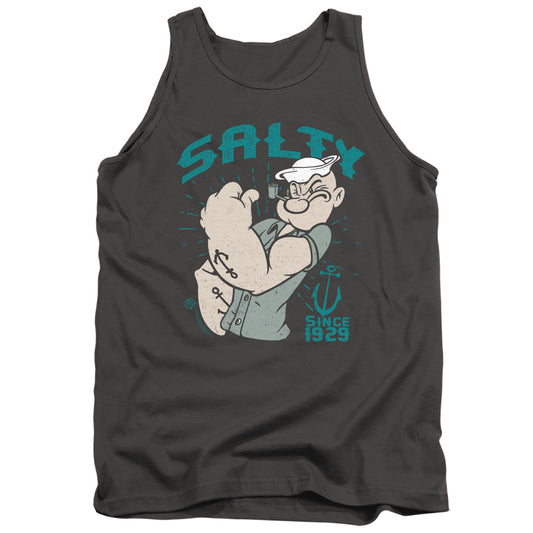 Popeye Salty Since Mens Tank Top Shirt Charcoal