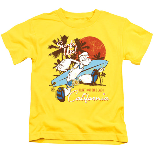 Popeye Surfs Up Juvenile Kids Youth T Shirt Yellow