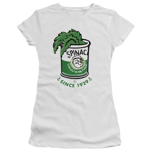 Popeye Strong To The Finish Junior Sheer Cap Sleeve Womens T Shirt White