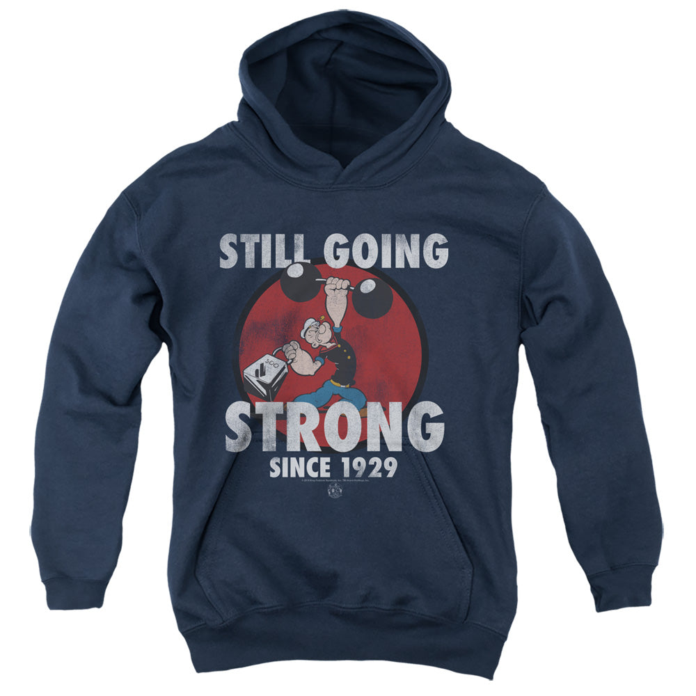 Popeye Still Going Strong Kids Youth Hoodie Navy