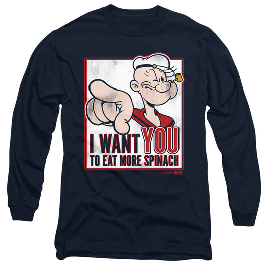 Popeye I Want You Mens Long Sleeve Shirt Navy