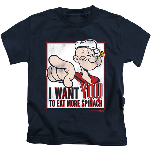 Popeye I Want You Juvenile Kids Youth T Shirt Navy