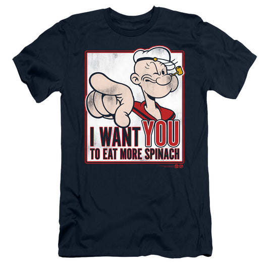 Popeye I Want You Slim Fit Mens T Shirt Navy