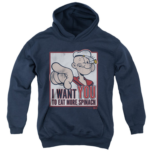 Popeye I Want You Kids Youth Hoodie Navy