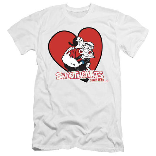 Popeye Sweethearts Slim Fit Mens T Shirt White