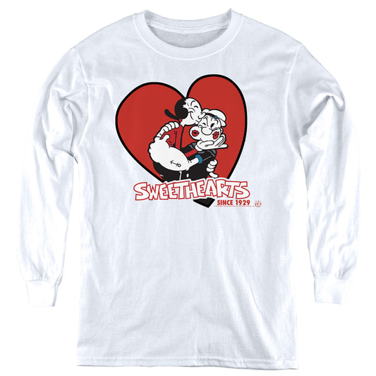 Popeye Sweethearts Long Sleeve Kids Youth T Shirt White