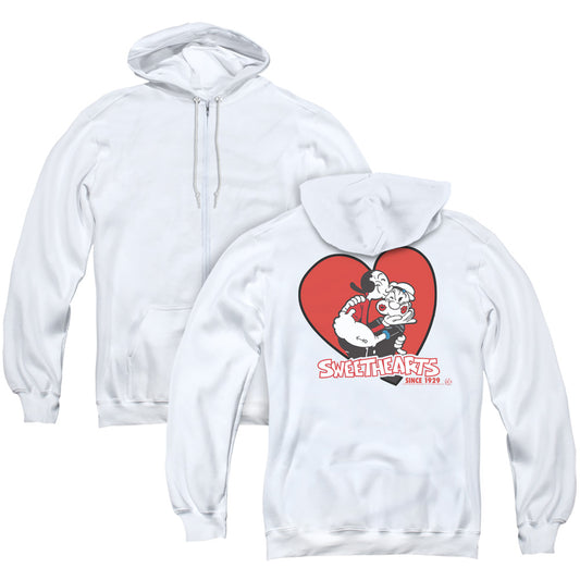 Popeye Sweethearts Back Print Zipper Mens Hoodie White