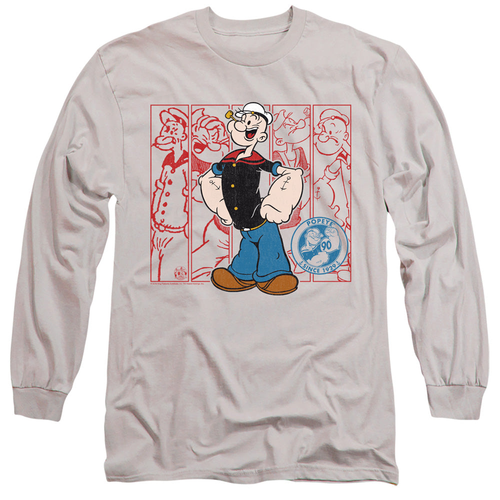 Popeye Through The Years Mens Long Sleeve Shirt Silver