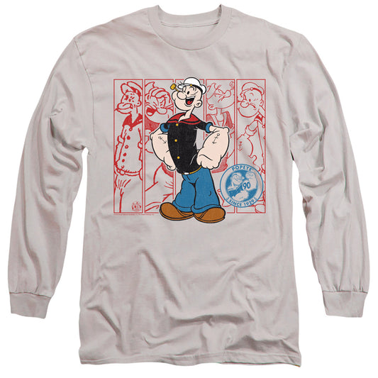 Popeye Through The Years Mens Long Sleeve Shirt Silver