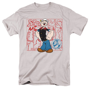 Popeye Through The Years Mens T Shirt Silver