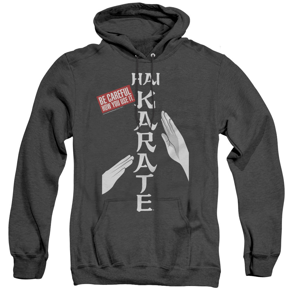 Hai Karate Be Careful Mens Heather Hoodie Black