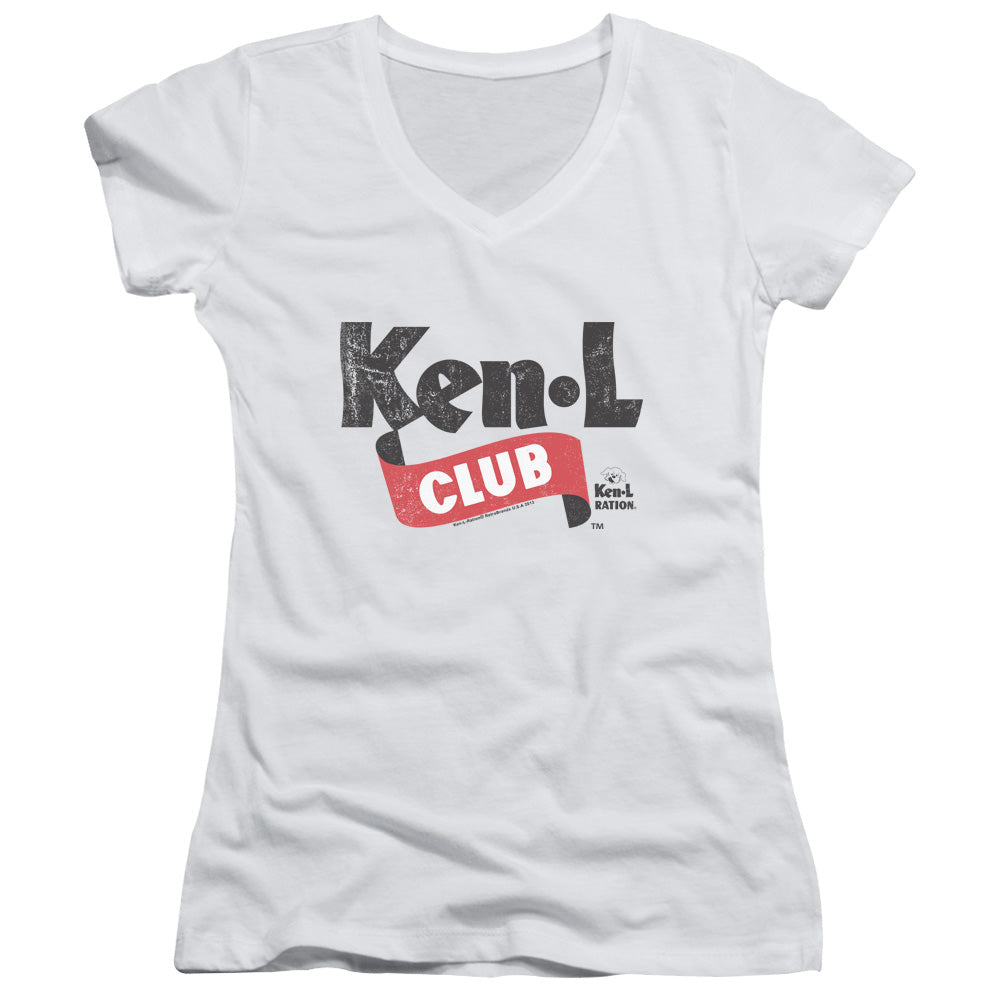 Ken L Ration Ken L Club Junior Sheer Cap Sleeve V Neck Womens T Shirt White