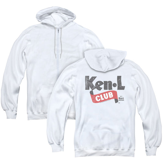 Ken L Ration Ken L Club Back Print Zipper Mens Hoodie White