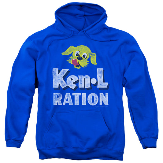 Ken L Ration Distressed Logo Mens Hoodie Royal Blue