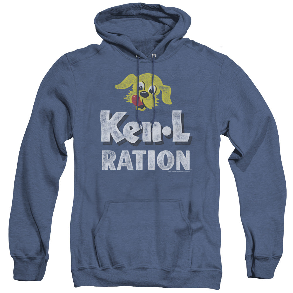 Ken L Ration Distressed Logo Heather Mens Hoodie Royal Blue